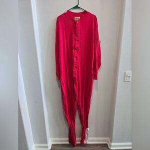 Big feet red footed pajamas with velcro drop bottom size XL